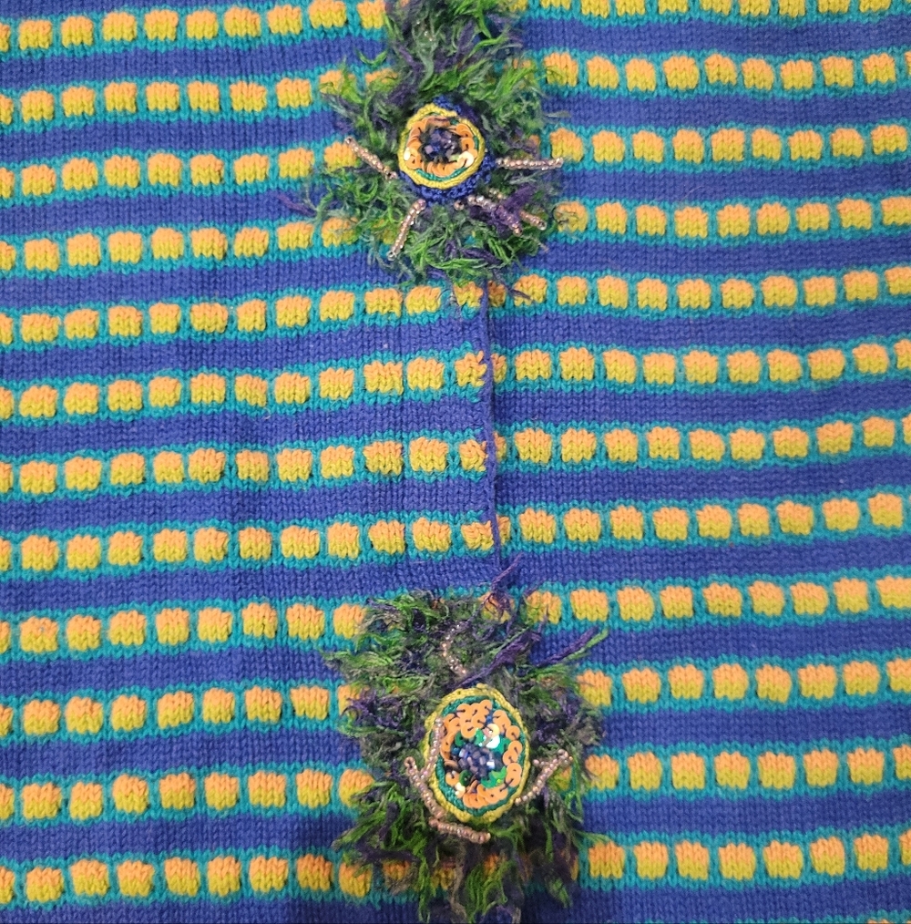 Colorful Peacock Themed Long Cardigan - Picture 7 of 15